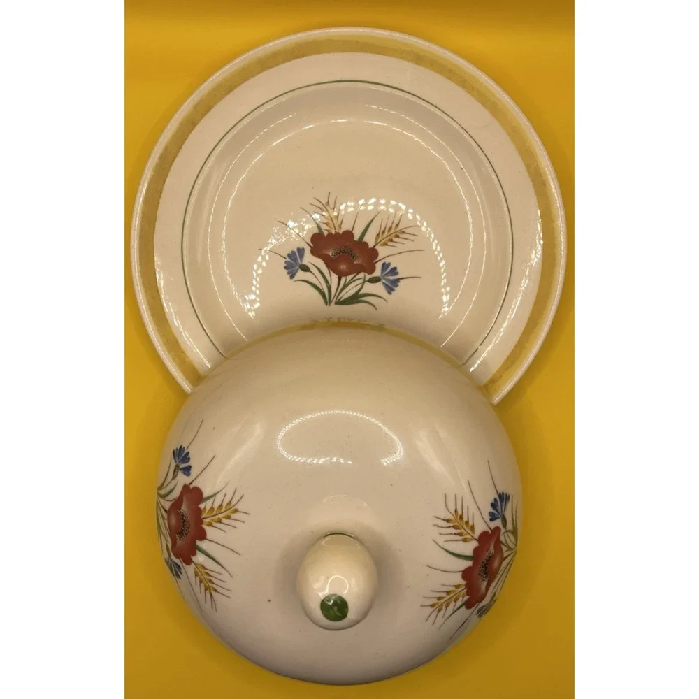 Vintage Arabia of Finland Cheese/Food Dish Flower Design